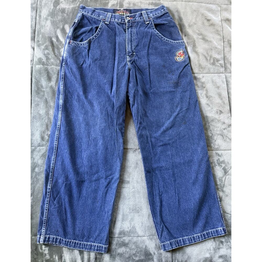 JNCO Jeans Y2K Vintage 90s Crown Grail USA 34x30 Graffiti Wide Leg Baggy